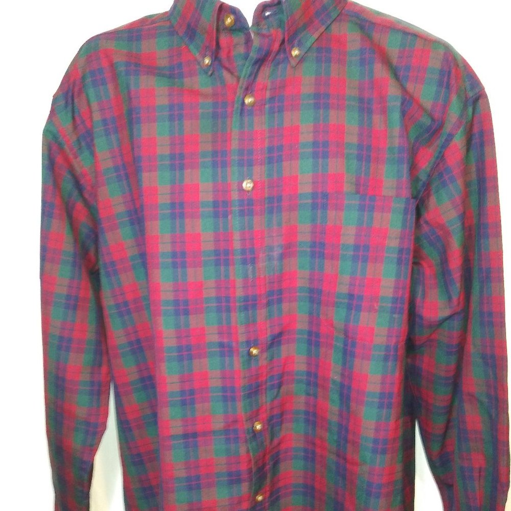 Sir Pendleton Red and Green plaid Wool Shirt Large